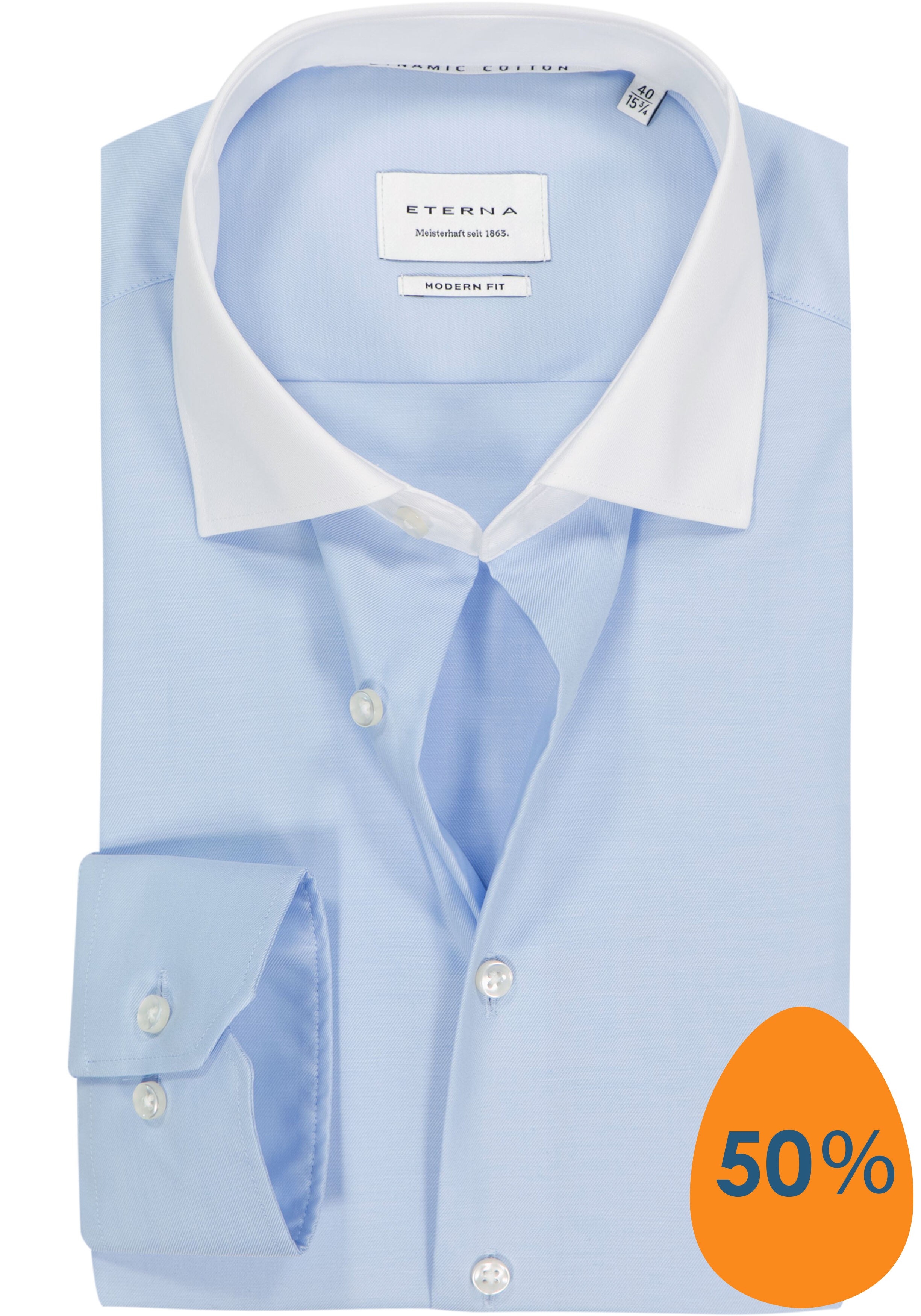 ETERNA modern fit overhemd, twill, lichtblauw